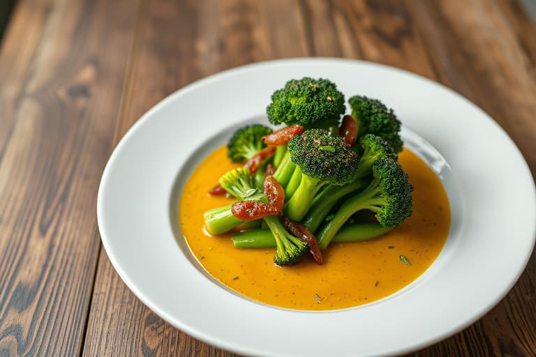 Ristet broccolini med vinpregete sopp