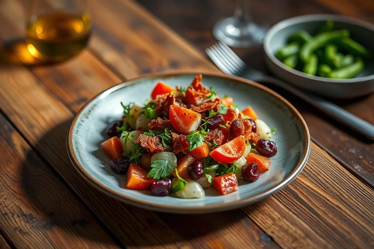 Varm rødbete-, bibb- og bacon-salat