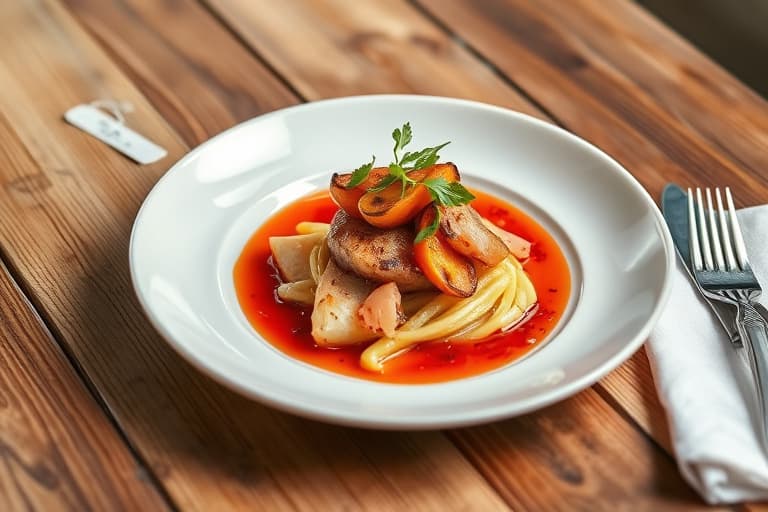 Campari-pocherte pærer med bringebærsirup