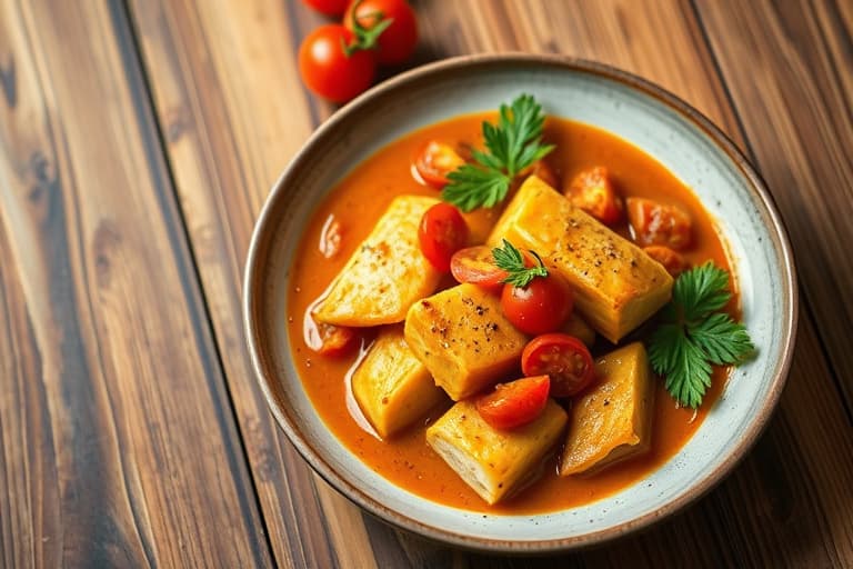 Kikertcurry med ovnsbakt blomkål og tomater