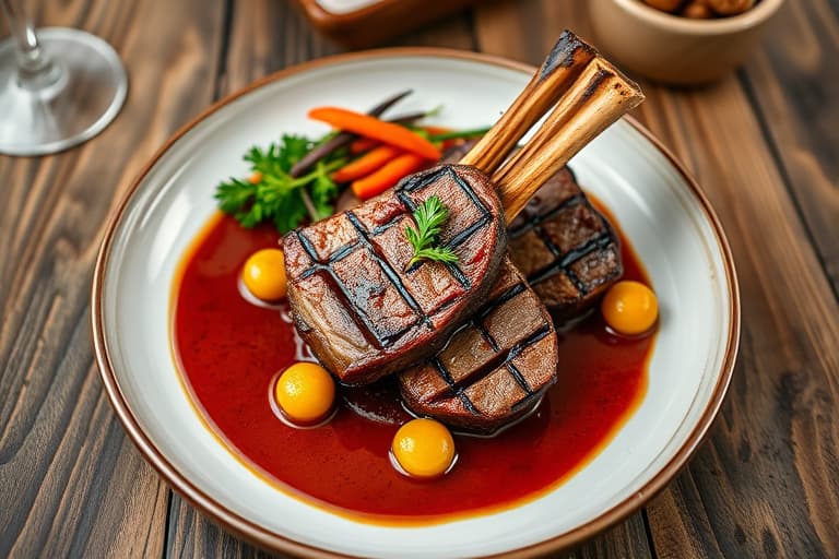 Lamb ribbeinskjøtt med rask kirsebærpanne-saus