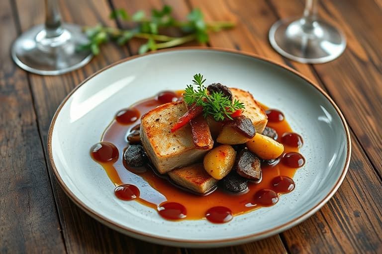 Skinke braisert i vin med sjalottløk og gulrøtter