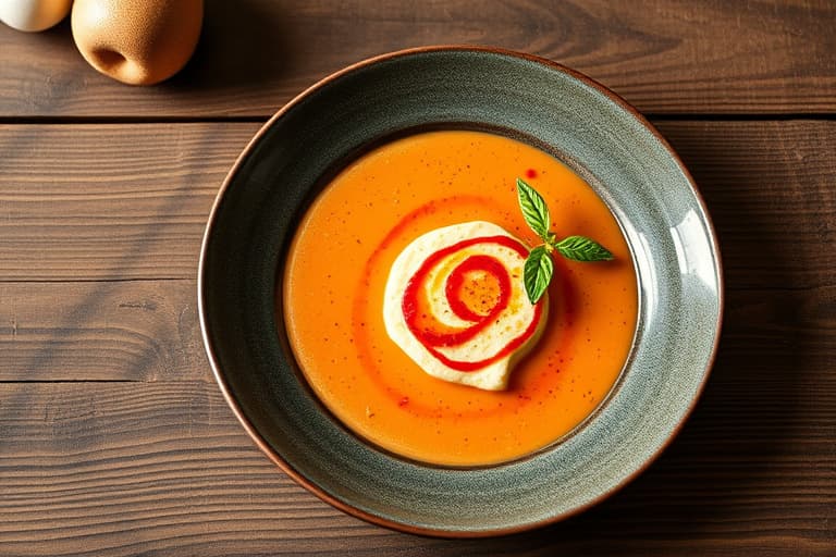 Gresskarsuppe med rød pepper-mousse