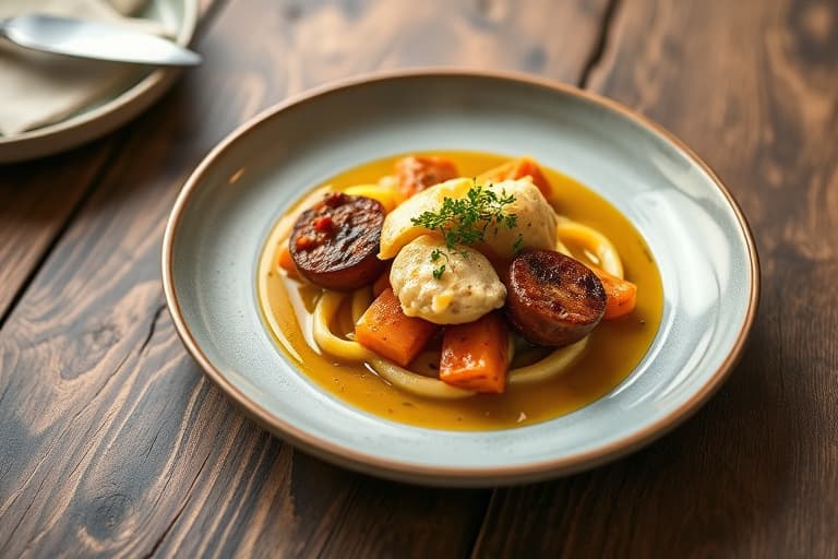 Arvegomatsuppe med Arbequina-oliven og skivet fennikel