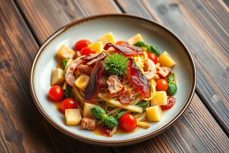 To-potetsalat med kreolsennep, bacon og ruccula