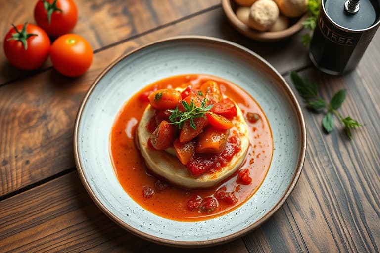 Havabbor og krydret tomatsaus over brased fennikel