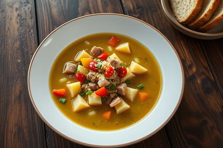 Vill soppsuppe med grønnsaksconfetti