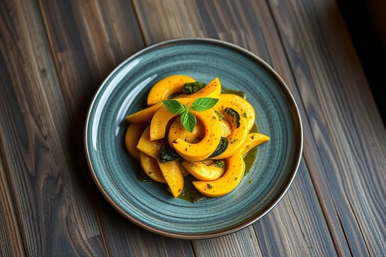 Karamelliserte squash med mynte