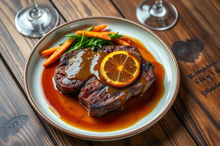 New York-strip og høstgrønnsaksstuing med sennepskremssaus