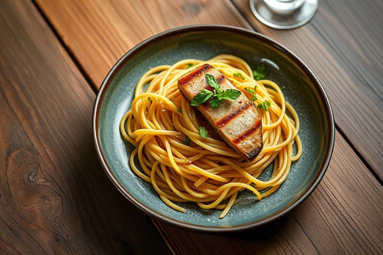 Byggryn med karamelliserte løk og båndpasta