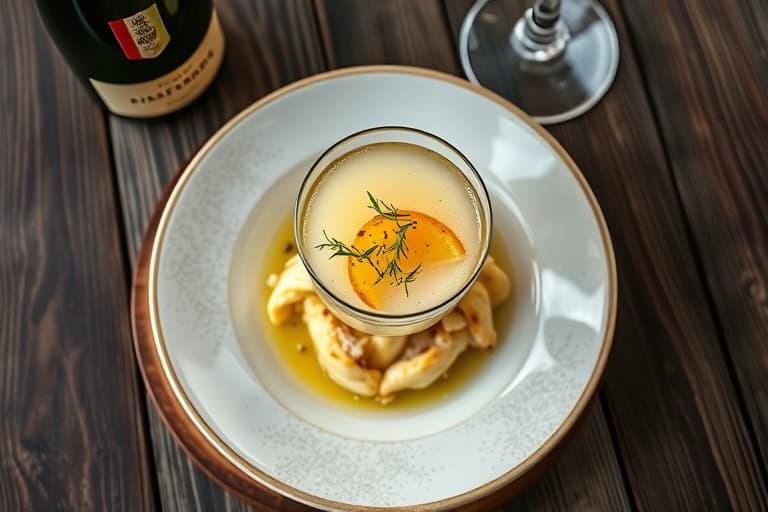 Champagne-punsj med ingefær, sitron og salvie