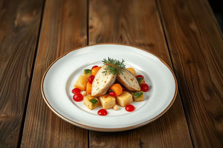 Kylling marinert i eddik med smørdampede grønnsaker og reddiker