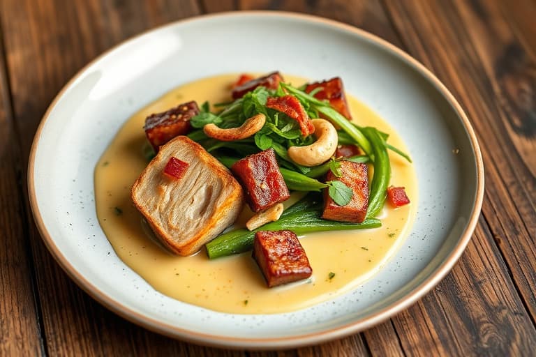 Røkt kalkun med plommesaus, fylt med spinat, bacon og cashewnøtter, servert med plommesaus