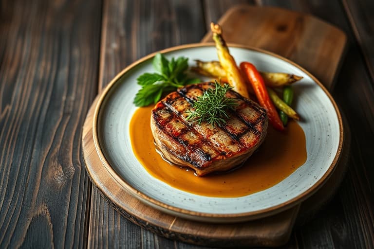 Char med cedar-plate og tregrillet løk