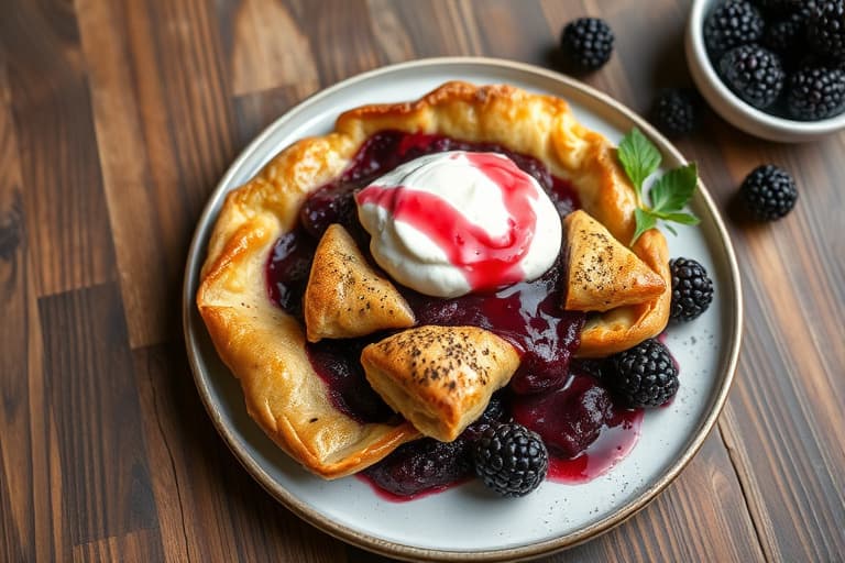 Blackberry- og plommeturnover med kardemomme