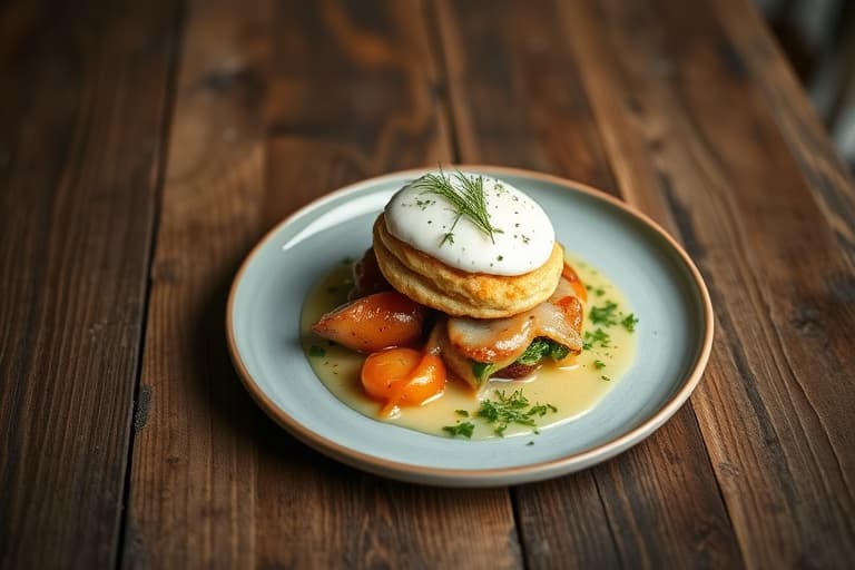 Kylling- og grønnsakspai med dillbiscuit-topping