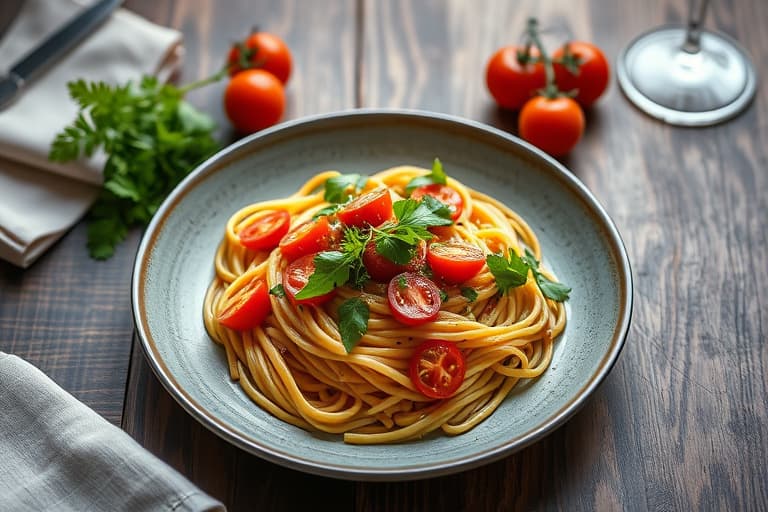 Penne med soltørkede tomater og ruccola