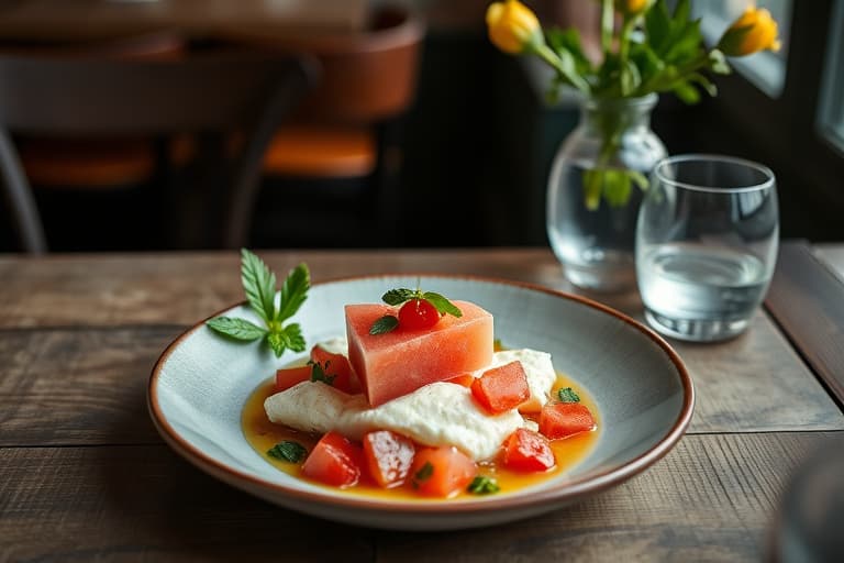 Vannmelon-Granita med blåbær