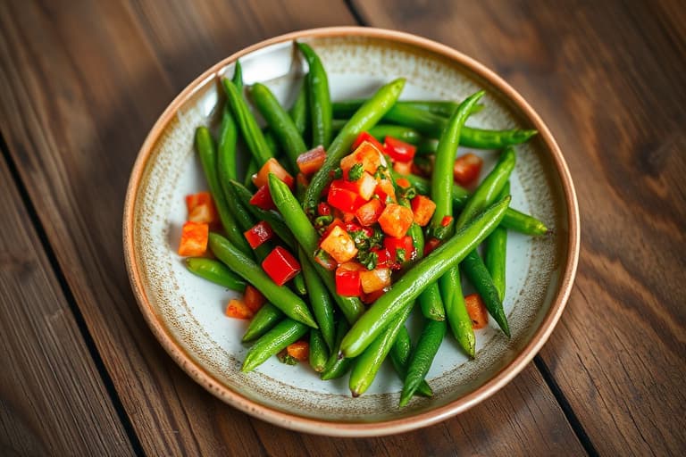 Haricots verts med hot pepper relish