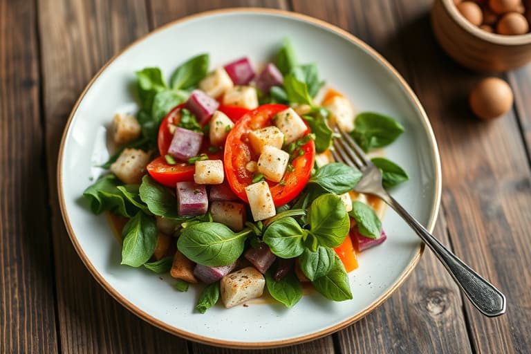 Mesclun- og kirsebærsalat med varm geitost