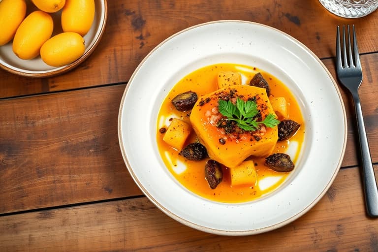 Ristet squash med dadelsalsa og gresskarkjerner