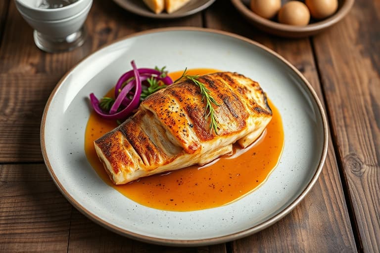 Ovenbakt katfish med rémouladesaus