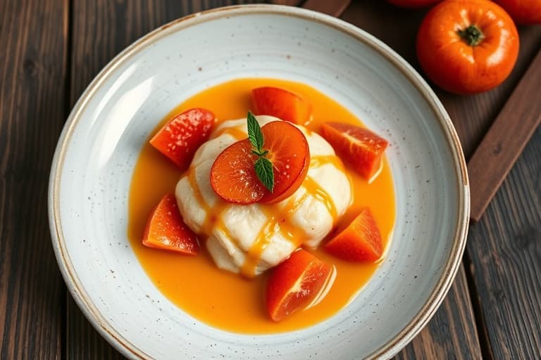 Tangerinesemifreddo med saltet mandelbrente