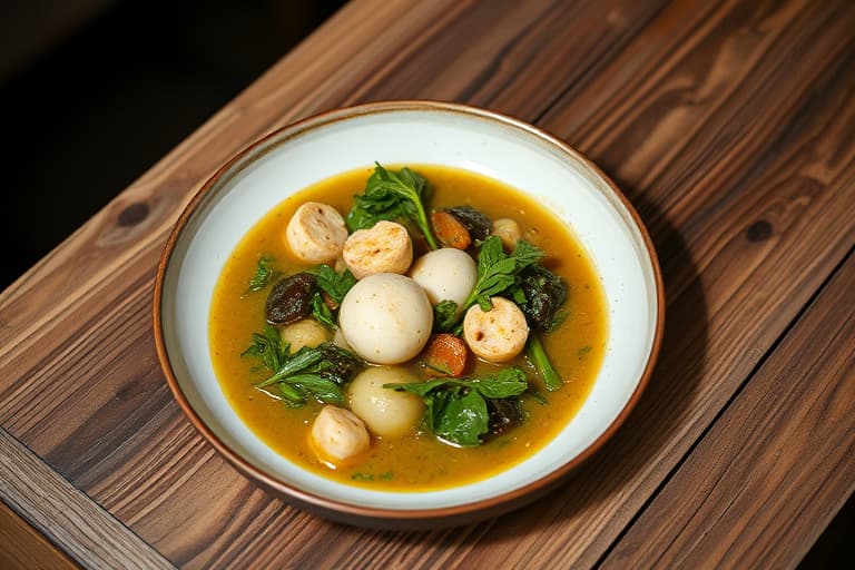 Ristet spelt-suppe med escarole og hvite bønner