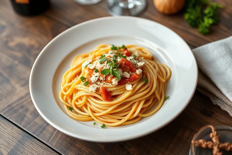 Spaghettini med Gorgonzola, purre og sjalottløk