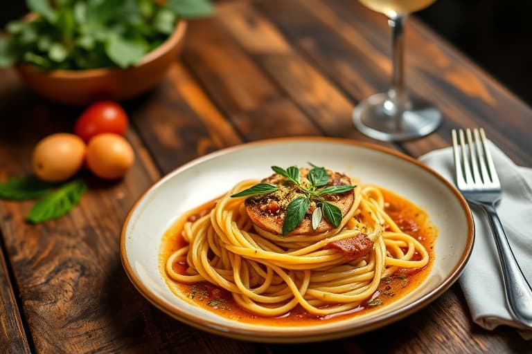 Spaghetti med vårløksaus