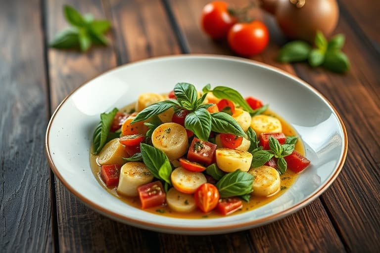 Potetsalat med basilikumolje