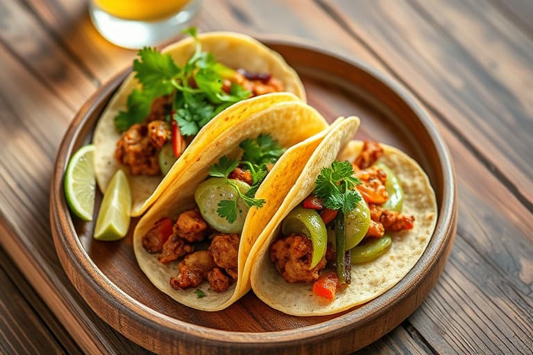 Røstede øl- og lime-marinerte blomkål-tacos med korianderkålssalat