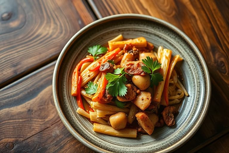 Kylling- og casheww stir-fry