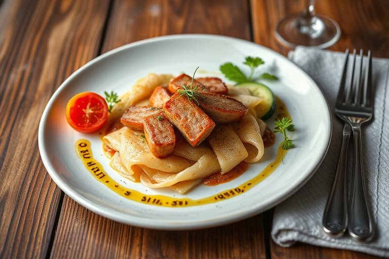 Kålblader av nepe kokt i smakfull svinebuljong