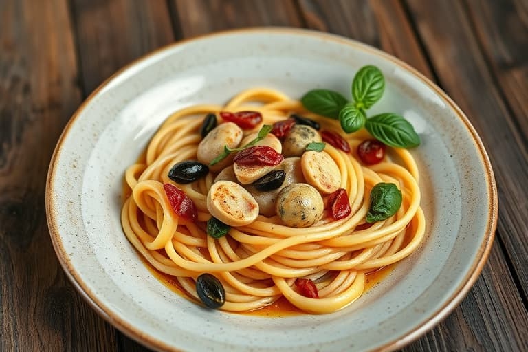 Linguine med reker, asparges og basilikum