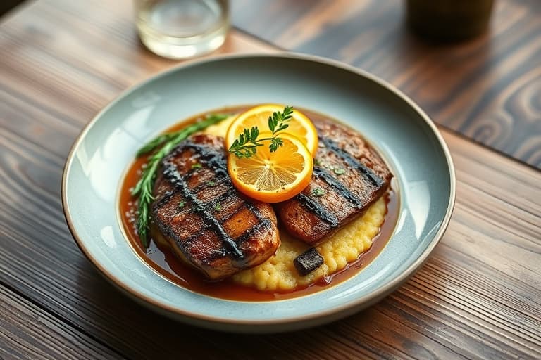 Reker i scampi-stil med raskt konserverte sitroner og fennikel på polenta