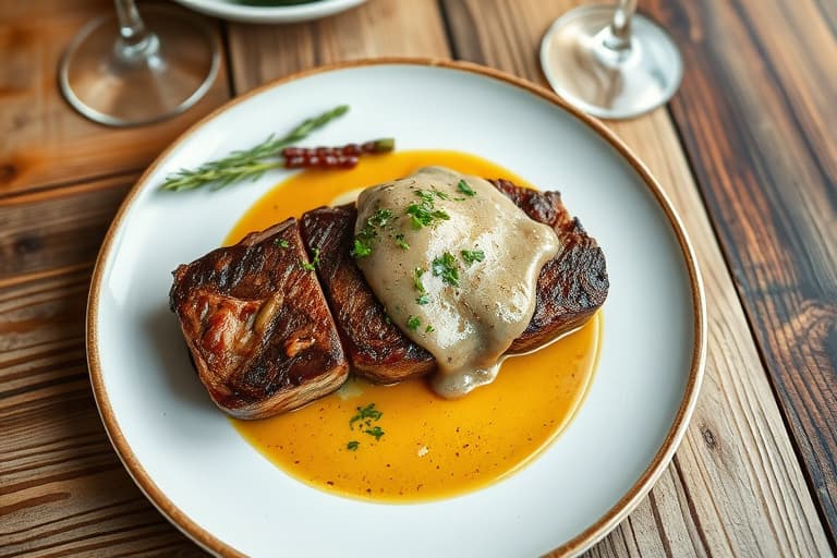 T-bone steak med timian- og hvitløksmør