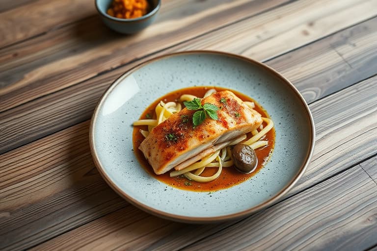 Brystet svin krydret og braisert med Cao Lau-nudler