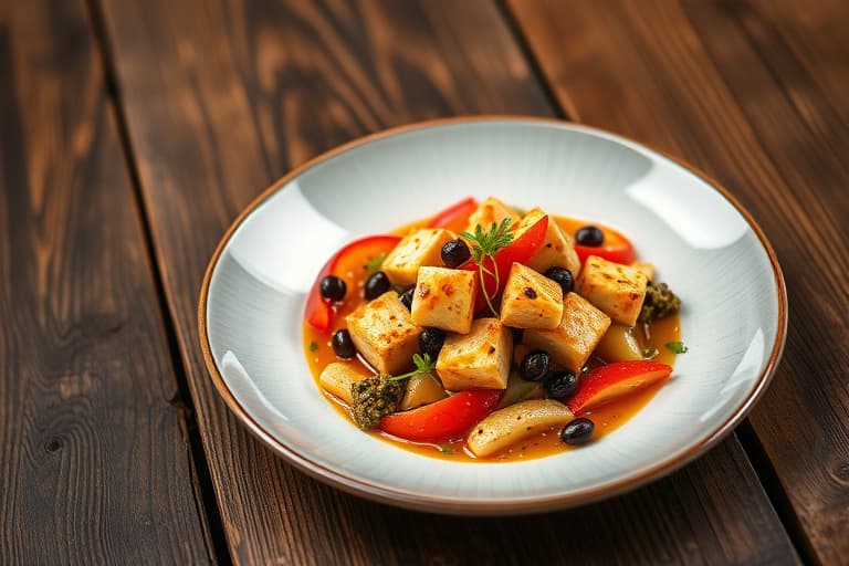 Panert tofu med sesam, vannkresse og soyasøt- og appelsindressing