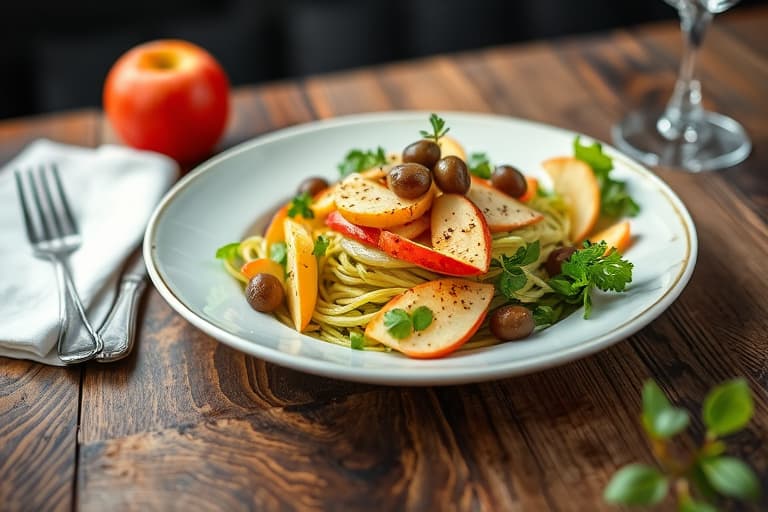 Grønn bønnesalat med appelsin og grønne oliven