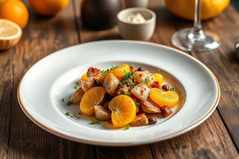 Sitrus- og ruccolasalat med bønnestrenger