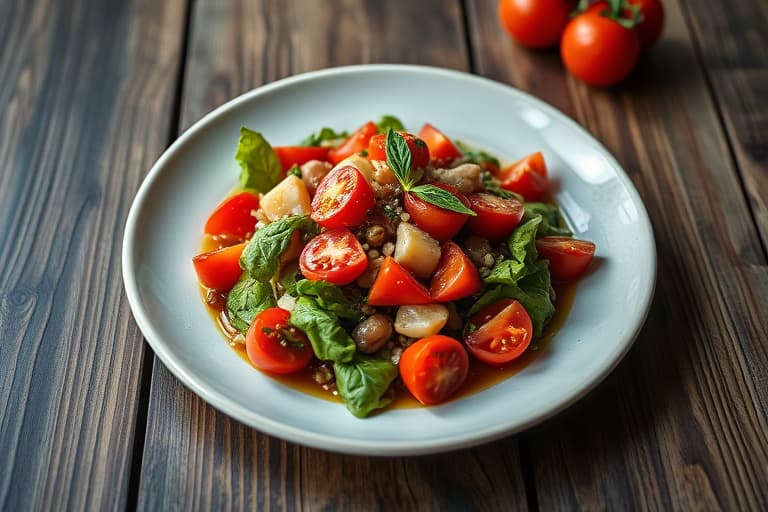 Tomatsalat med mynte og granateplesaus