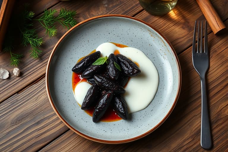 Krydret svarte linser med yoghurt og mynte