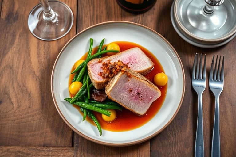 Hotrøkt laks med epler, tørkede kirsebær, hasselnøtter og grønnsaker