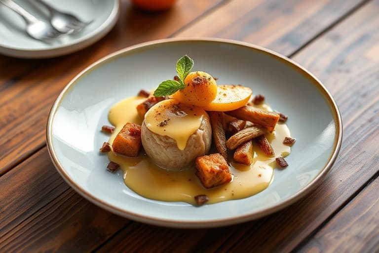 Apple Brown Betty med sorghum zabaglione