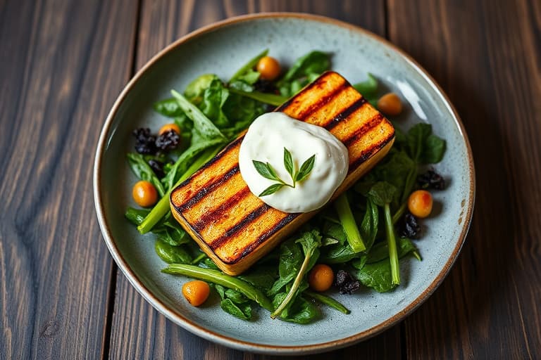 Grillede hodesalat med crème fraîche og avokado