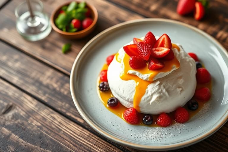 Pavlova med blandet frukt