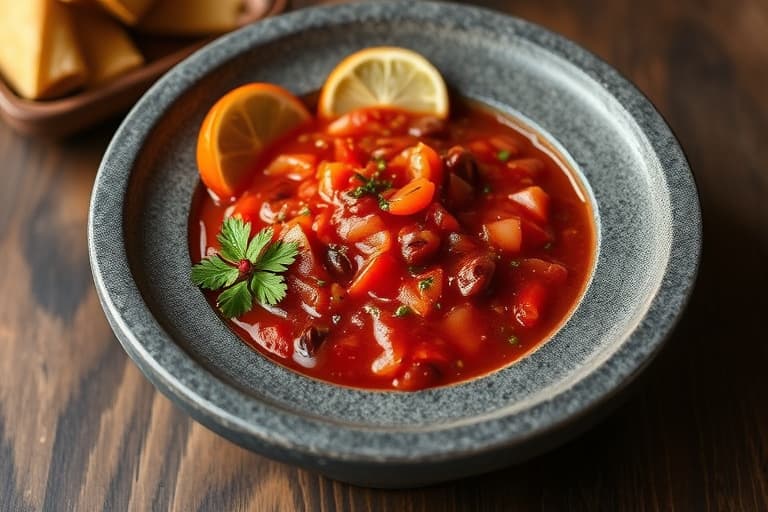 Salsa Roja fra molcajete (rød salsa laget med steinmalt)