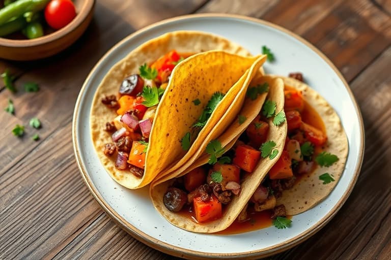 Tacos med svinenakke braisert i chilisaus