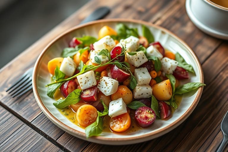 Blomkål-, hvite bønne- og fetasalat